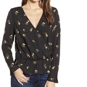 Chelsea28 Floral Faux Wrap Top Printed Women's Size Large L